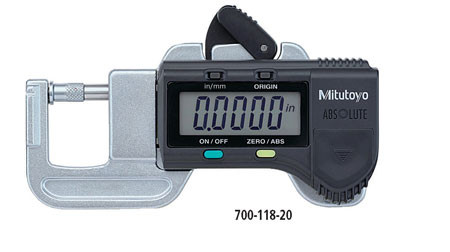 Mitutoyo 700-118-20 Quick Mini Digital Thickness Gage, No Output